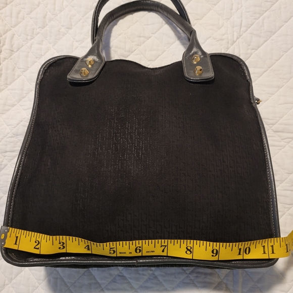 Vintage Meyers Made in USA Black With  Dark Grey Leather Top Handle  Hand Purse - Picture 8 of 11